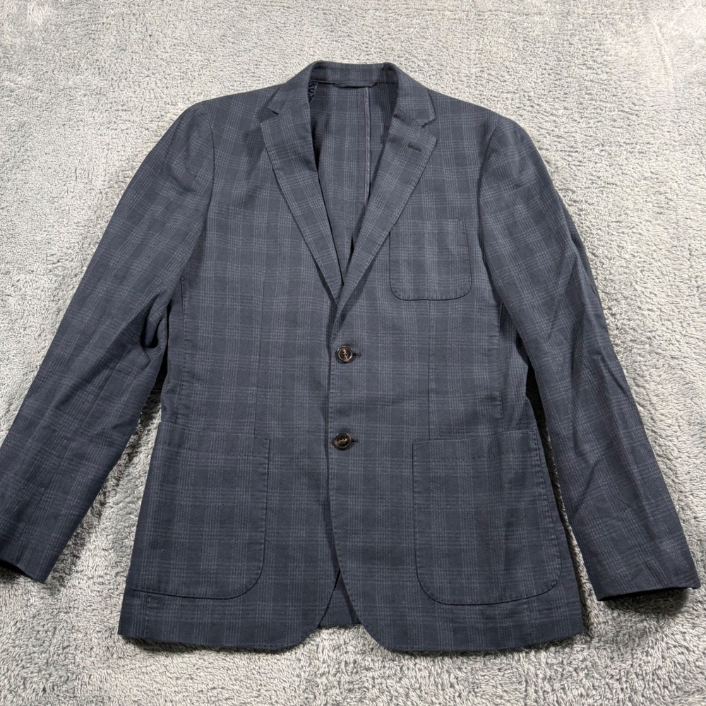 Michael Kors Lanificio Fortex Italy Linen Plaid Unstructured Blazer Jacket  38R